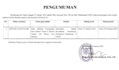 Pengumunan Tunda Sidang